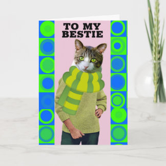 HAPPY BIRTHDAY FRIEND FUNNY CAT GREETING CARD KAART
