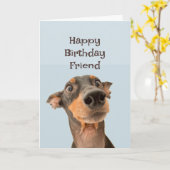 Happy Birthday Friend Funny Dog Humor Card Kaart (Gele Bloem)