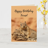 Happy Birthday Friend Funny Squirrel Humor Kaart (Gele Bloem)