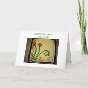 Happy Birthday Friend, Gele Cake Kaart