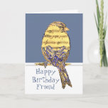 Happy Birthday Friend Musician Fun Music Note Bird Kaart<br><div class="desc">Birthday Greeting for Musician Friend with Fun Music Note Bird</div>