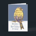 Happy Birthday Friend Musician Fun Music Note Bird Kaart<br><div class="desc">Birthday Greeting for Musician Friend with Fun Music Note Bird</div>