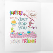 Happy Birthday Friends Family Tri-Fold Card Drieluik Kaart (Binnenzijde eerst)
