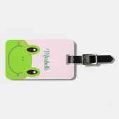 Happy Birthday Frog Cute Pink Bagagelabel (Voorkant horizontaal)