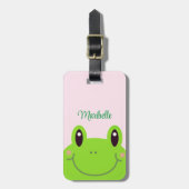 Happy Birthday Frog Cute Pink Bagagelabel (Voorkant verticaal)