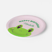 Happy Birthday Frog Cute Pink Papieren Bordje (Gekanteld)