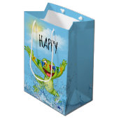 Happy Birthday Frog in water Medium Cadeauzakje (Voorkant Gekanteld)