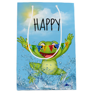 Happy Birthday Frog in water Medium Cadeauzakje