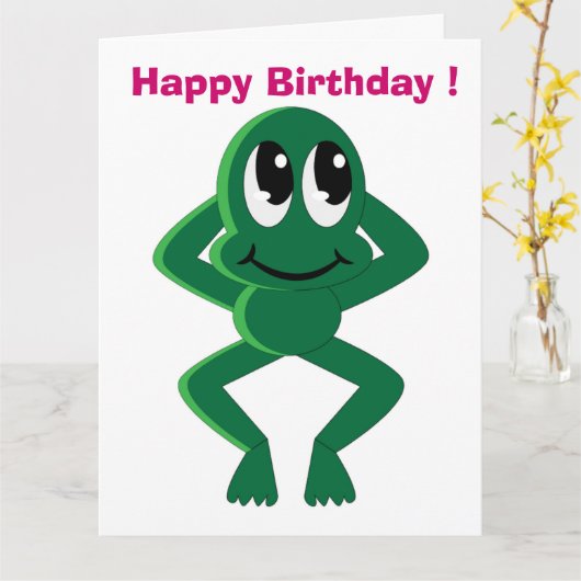 "HAPPY BIRTHDAY" FROG KAART (Gele Bloem)