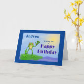 Happy Birthday Frog Kaart (Gele Bloem)