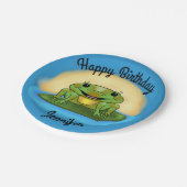 Happy Birthday Frog op een Lily Pad Papier Borden Papieren Bordje (Gekanteld)