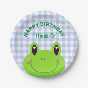 Happy Birthday Frog Schattige Blue Papieren Bordje