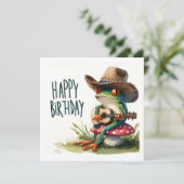 Happy Birthday Frog spelen gitaar Kaart (Staand voorkant)