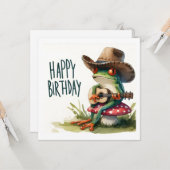 Happy Birthday Frog spelen gitaar Kaart (Voorkant / Achterkant in situ)
