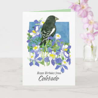 Happy Birthday from Colorado Lark Bunting Flowers Kaart