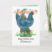 Happy Birthday from Delaware Blue Hen Chicken Kaart (Voorkant)