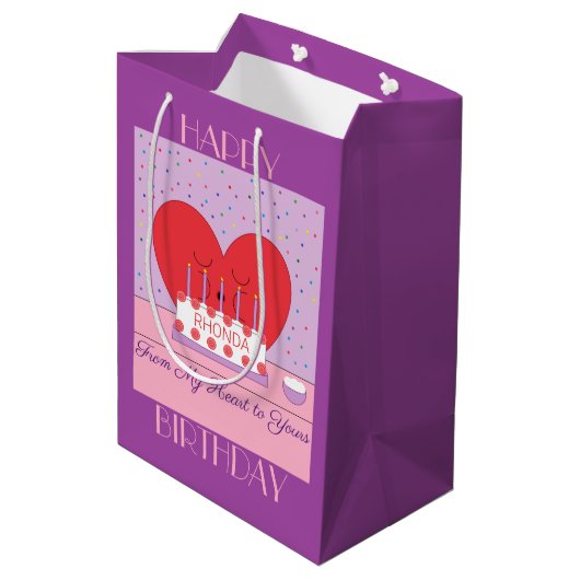 Happy Birthday, From My Heart to Yours II: Medium Cadeauzakje (Achterkant Gekanteld)