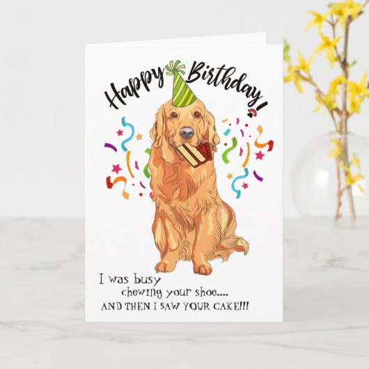 Happy Birthday from Your Golden Retriever Dog Kaart (Gele Bloem)