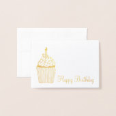 Happy Birthday Frosted Cupcake Sprinkles Candle Folie Kaarten (Voorkant met envelop)
