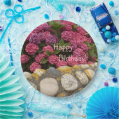 Happy Birthday Fuchsia Hydrangea Papieren Bordje (Feest)