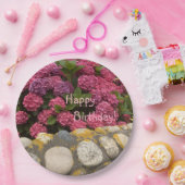 Happy Birthday Fuchsia Hydrangea Papieren Bordje (Feest)