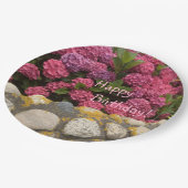 Happy Birthday Fuchsia Hydrangea Papieren Bordje (Gekanteld)