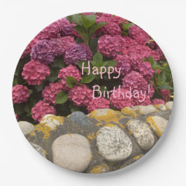 Happy Birthday Fuchsia Hydrangea Papieren Bordje