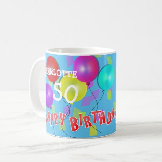 Happy Birthday Fun 50th Milestone Specialized Koffiemok (Voorkant links)