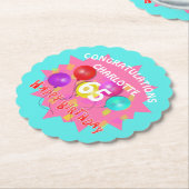 Happy Birthday Fun 65th Milestone Specialized Kartonnen Onderzetters (Gekanteld)