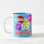 Happy Birthday Fun 65th Milestone Specialized Tweekleurige Koffiemok (Links)