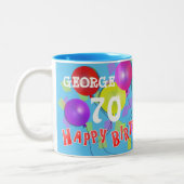 Happy Birthday Fun 70th Milestone Specialized Tweekleurige Koffiemok (Links)