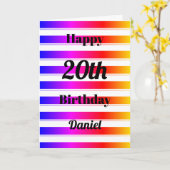 Happy Birthday Fun Bold Kleurrijke Strepen Aanpass Kaart (Gele Bloem)