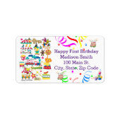 Happy Birthday FUN Carnaval Circus Adreslabel Etiket (Voorkant)