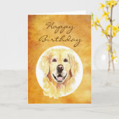 Happy Birthday Fun Cheerful Golden Retriever Kaart (Gele Bloem)