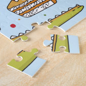 Happy Birthday Fun Crocodile Cartoon Illustratie Legpuzzel (Zijkant)