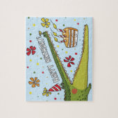 Happy Birthday Fun Crocodile Cartoon Illustratie Legpuzzel (Verticaal)