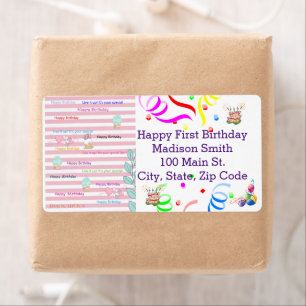 Happy Birthday FUN Cupcake Adreslabel Etiket