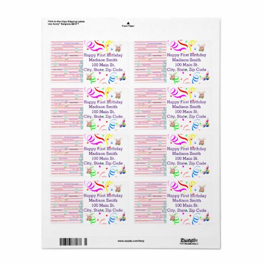 Happy Birthday FUN Cupcake Adreslabel Etiket (Full Sheet)