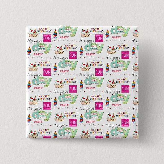 Happy Birthday FUN Cupcake Surprise Button (Voorkant)