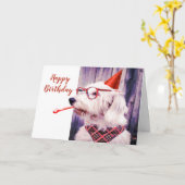 Happy Birthday Fun Dog Pet Blank Inside Kaart (Gele Bloem)