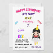 "Happy Birthday" Fun, Games, Cake, ijs, Inv Kaart (Voorkant)