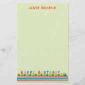 Happy Birthday Fun Green Train Kinder Dank je Briefpapier (Voorkant)