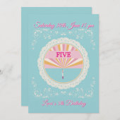 Happy Birthday Fun Invitation Card, Blue RSVP Kaart (Voorkant / Achterkant)