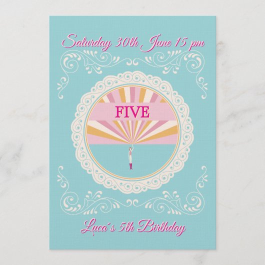 Happy Birthday Fun Invitation Card, Blue RSVP Kaart (Voorkant)