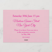 Happy Birthday Fun Invitation Card, Pink RSVP Kaart (Achterkant)