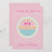Happy Birthday Fun Invitation Card, Pink RSVP Kaart (Voorkant / Achterkant)
