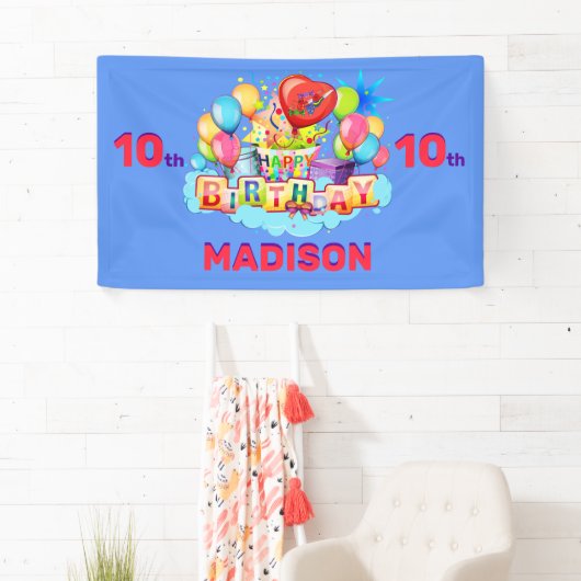 Happy Birthday Fun Kinder Banner Voeg naam en leef (Insitu)