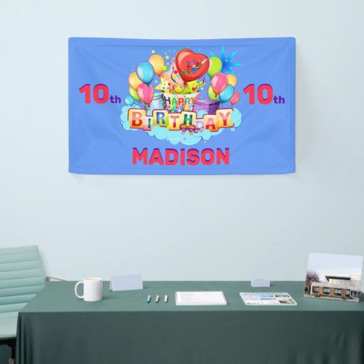 Happy Birthday Fun Kinder Banner Voeg naam en leef (Beurs)