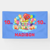 Happy Birthday Fun Kinder Banner Voeg naam en leef (Horizontaal)