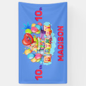Happy Birthday Fun Kinder Banner Voeg naam en leef (Verticaal)